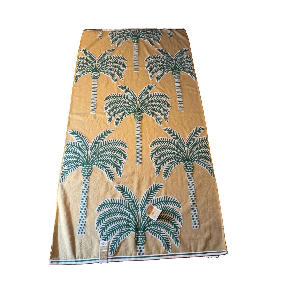 Common Thread  100% Cotton 36 “ X 68” Beach Towel LimeGreen + Yellow NWT